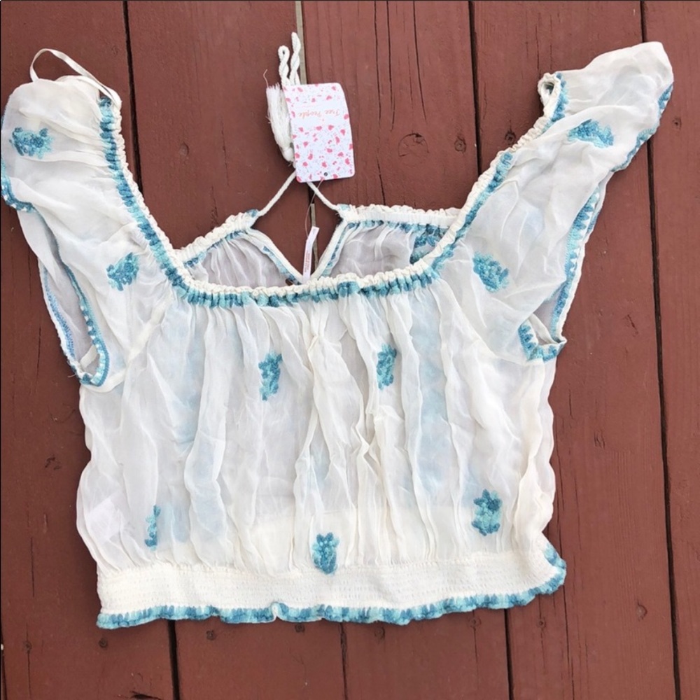 NWT Free People Crop Top Sheer Ivory Plus 1x boho